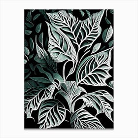 Mint Leaf Linocut 2 Canvas Print