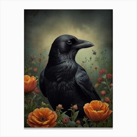 Crow In The Field 3 Canvas Print