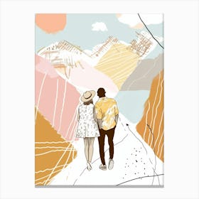 Couple Walking In The Mountains Canvas Print