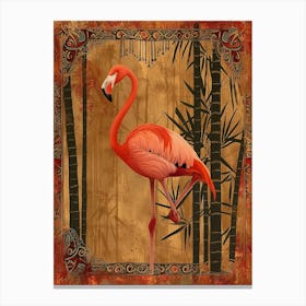 Greater Flamingo And Bamboo Boho Print 3 Canvas Print