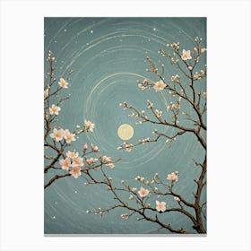 Moon And Almond Blossoms Canvas Print