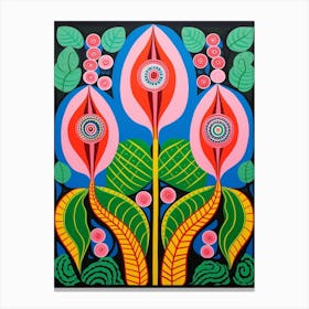 Flower Motif Painting Flamingo Flower Canvas Print