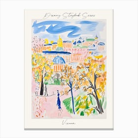 Poster Of Vienna, Dreamy Storybook Illustration 1 Canvas Print