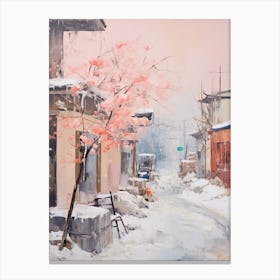 Dreamy Winter Painting Beijing China 2 Canvas Print