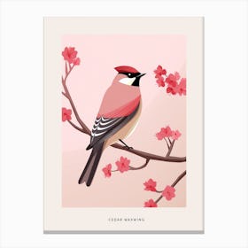 Minimalist Cedar Waxwing 3 Bird Poster Canvas Print