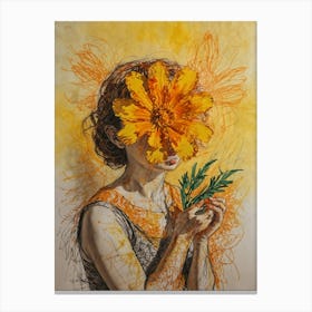 Girl With A Flower Canvas Print