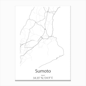 Sumoto,Japan Minimalist Map Canvas Print