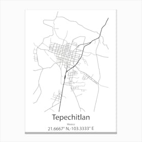 Tepechitlan,Mexico Minimalist Map Lienzo