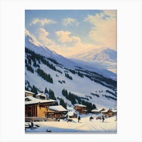 Mount Hutt, New Zealand Ski Resort Vintage Landscape 1 Skiing Poster Canvas Print