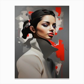 Abstraction Girl On A Red Background Canvas Print