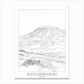 Mount Kilimanjaro Tanzania Line Drawing 5 Poster Canvas Print