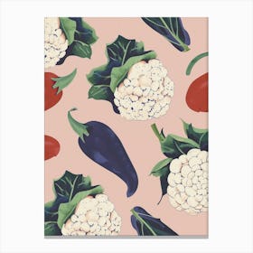 Cauliflower & Vegetables Pattern Canvas Print