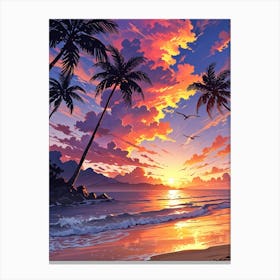 Sunset At The Beach 4 Canvas Print