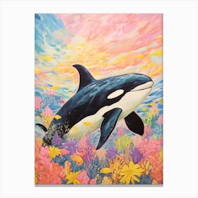 Pastel Crayon Underwater Orca Whale Drawing 3 Canvas Print