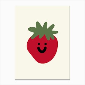 Happy Strawberry Illustration Canvas Print