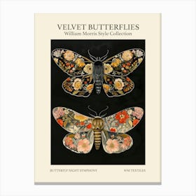 Velvet Butterflies Collection Butterfly Night Symphony William Morris Style 1 Canvas Print