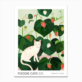 Foodie Cats Co Cat And Strawberries 4 Canvas Print