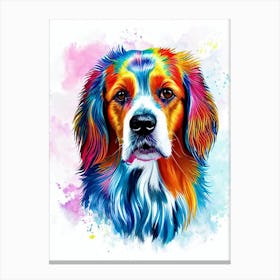 English Setter Rainbow Oil Painting dog Canvas Print