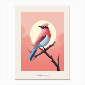 Minimalist Cedar Waxwing 4 Bird Poster Canvas Print