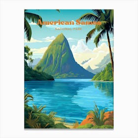 American Samoa National Park Hawaii Island Beach Modern Travel Illustration Canvas Print