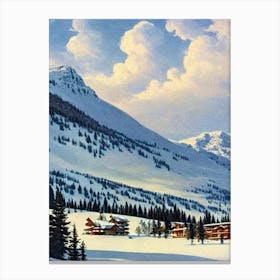 Les Trois Vallées, France Ski Resort Vintage Landscape 1 Skiing Poster Canvas Print