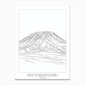 Mount Kilimanjaro Tanzania Line Drawing 6 Poster Canvas Print