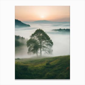 Sunrise Over Fog Canvas Print