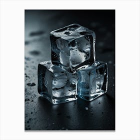 Ice Cubes On Black Background Canvas Print