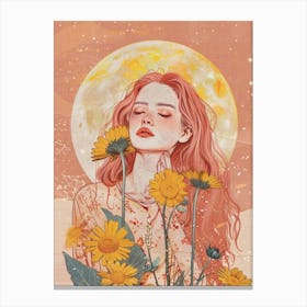 Girl With Sunflowers Canvas Print