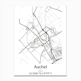 Auchel,France Minimalist Map Canvas Print