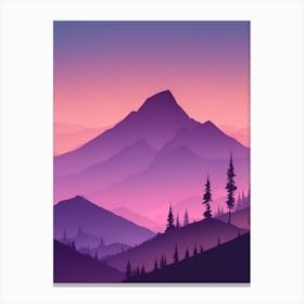 Misty Mountains Vertical Composition In Purple Tone 24 Canvas Print