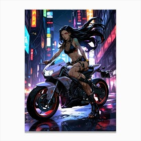 Girl On A Motorcycle 1 Canvas Print