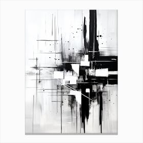 Connection Abstract Black And White 3 Canvas Print