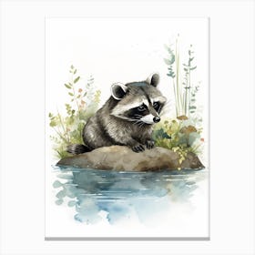 A Panama Canal Raccoon Watercolour Illustration Story 1 Canvas Print