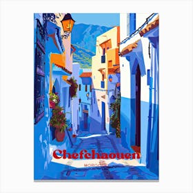 Chefchaouen Morocco Cobble Street Digital Travel Illustration Canvas Print