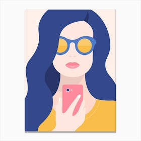 Portrait Of A Woman With Sunglasses Canvas Print