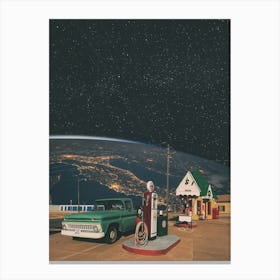 Gas Station Collage Art Canvas Print