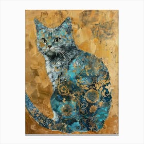 British Shorthair Cat Gold Effect Collage 2 Canvas Print