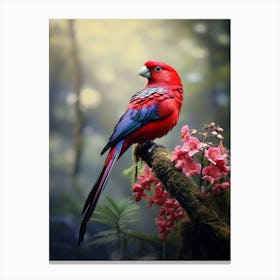 Tropical Melody: Crimson Rosella Wall Decor Canvas Print