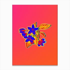 Neon Crabapple Botanical in Hot Pink and Electric Blue n.0500 Canvas Print