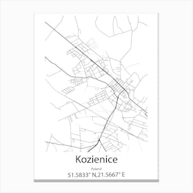 Kozienice,Poland Minimalist Map Canvas Print