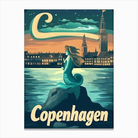 Aihrgdesign A Retro Travel Poster For Copenhagen Featuring Th 1c5dc1a1 6fe0 44b4 B6f8 Cb1d717417fe 3 Canvas Print