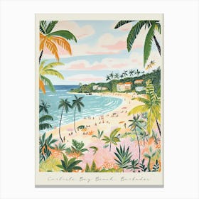Poster Of Carlisle Bay Beach, Barbados, Matisse And Rousseau Style 3 Canvas Print