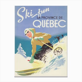 Ski Fun In the Province Of Quebec Vintage Ski Poster Canvas Print