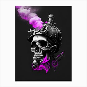 Skull With Cosmic Themes Pink 1 Stream Punk Canvas Print
