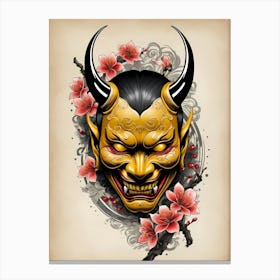 Floral Irezumi The Traditional Japanese Tattoo Hannya Mask (61) Canvas Print