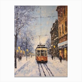 Vintage Winter Painting Frankfurt Germany 1 Canvas Print