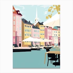 Gothenburg, Sweden, Flat Pastels Tones Illustration 3 Canvas Print