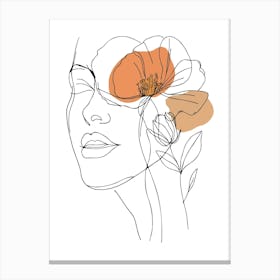 Woman Portrait Monoline Minimalist Hand Drawing Boho Illustration (3) Canvas Print