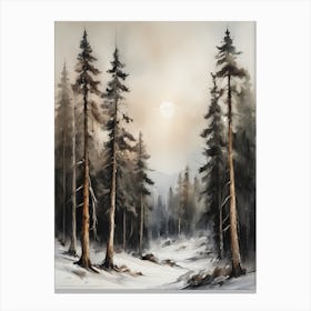 Winter Pine Forest Christmas Painting (13) Canvas Print